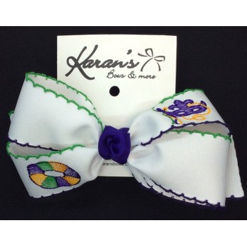 Mardi Gras Bow (Embroidery) - 5 Inch 